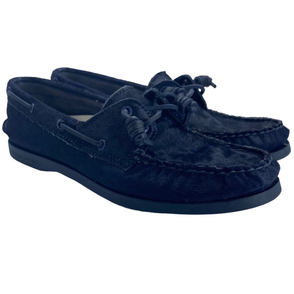 Sperry Top-Sider Jeffrey Boat Shoes Women Size 9.5 Blue Leather Hair Lace Up